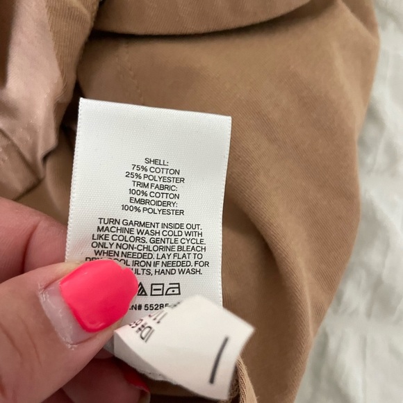 Tan Peplum Wrap Blouse with Cap Sleeves - Picture 9 of 9